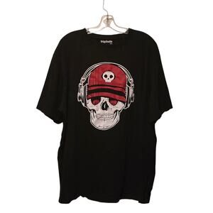 BigDude Skull Headphones black graphic tee 4XL